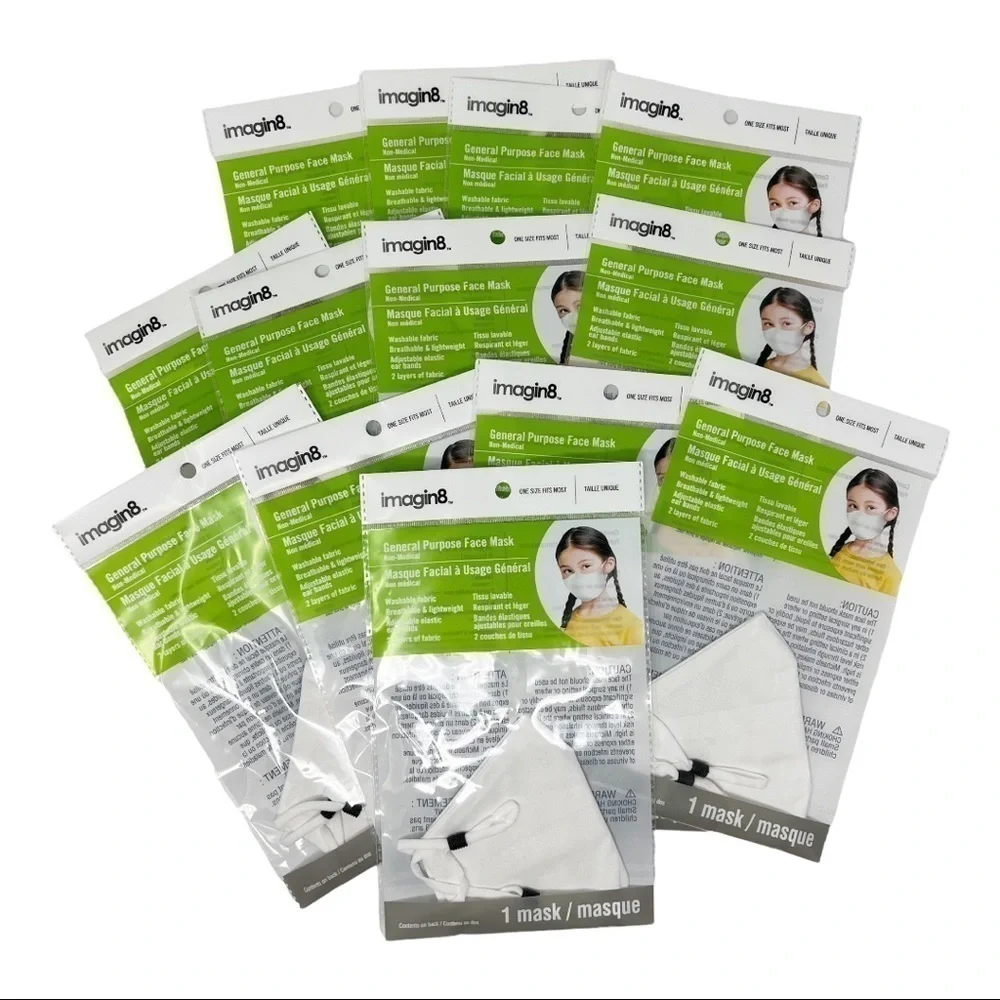 Lot of 14 General Purpose White Fabric Face Masks Kids Size
